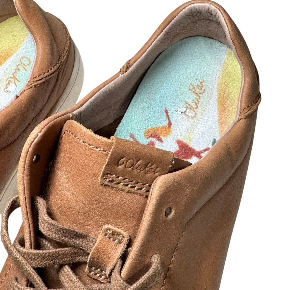 NEW OluKai Pehuea Li 'Ili Womens Sneakers Size 9.5 Brown Leather Convertible - Picture 3 of 6